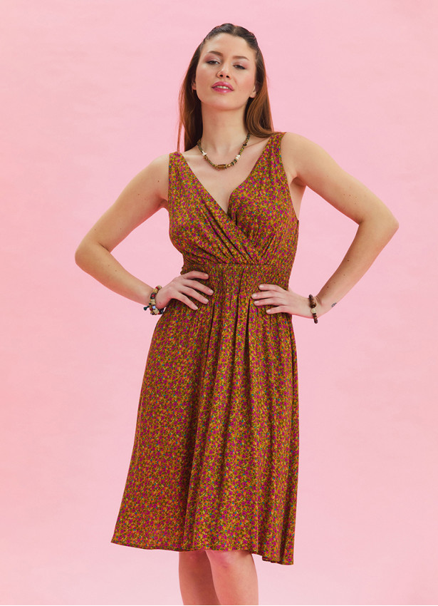 V Neck Robe Olive Authentic Dress 4516